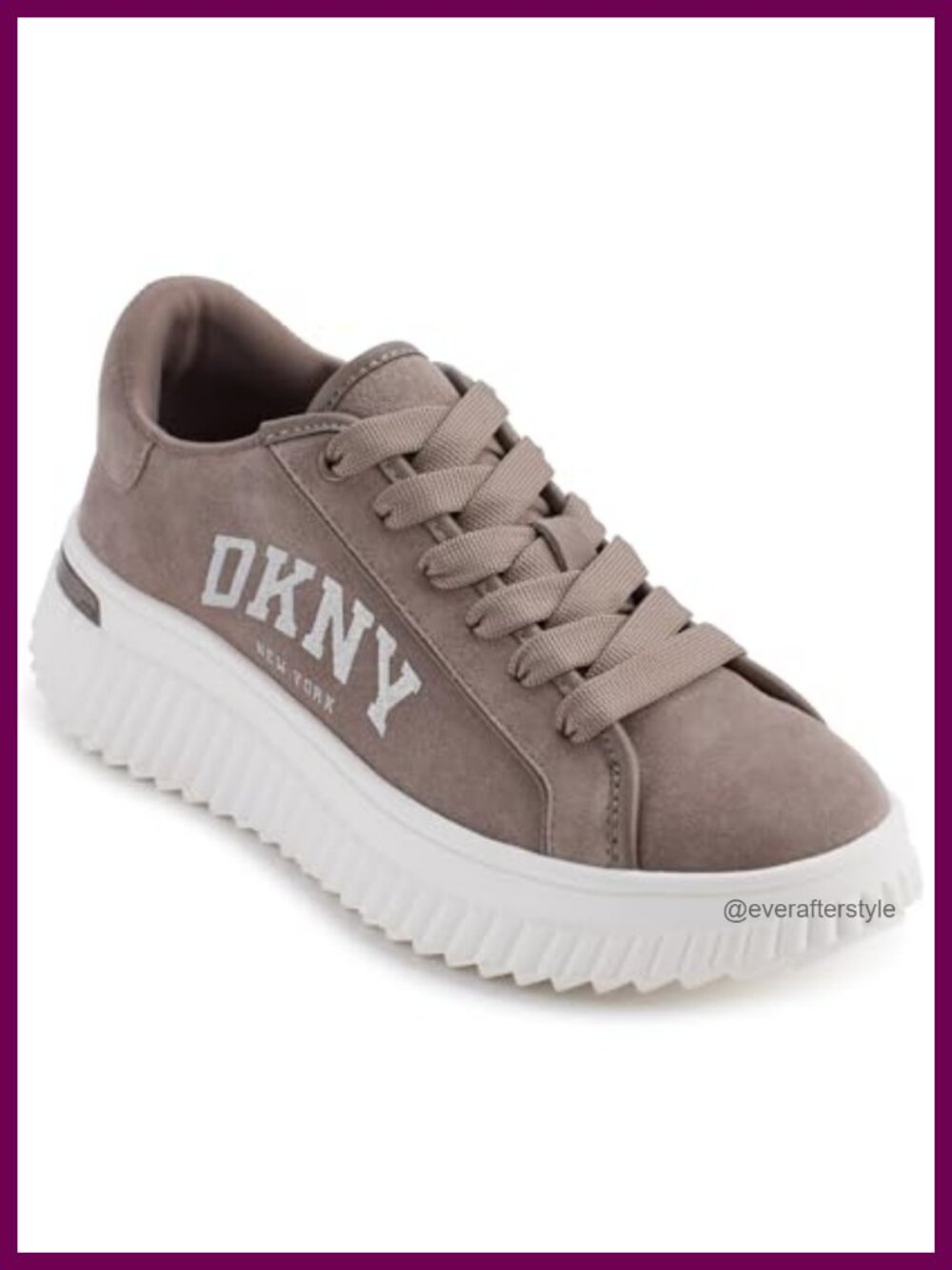 DKNY Women's Larissa Platform Sneaker Leather Low Top Lace Up Casual